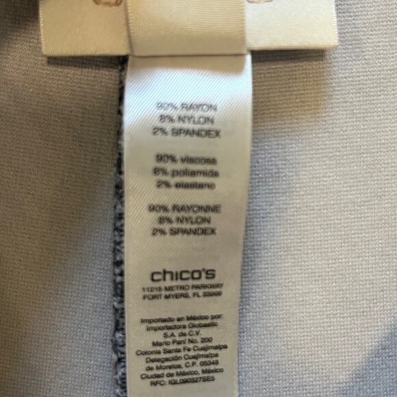 Chico's Black White Chevron Pattern Crop Pants Knit Pull On Elastic Size 3 Ankle - Picture 7 of 9